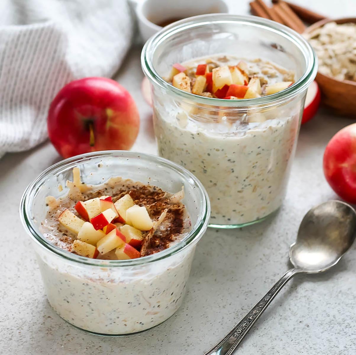 Apple Pie Overnight Oats with yogurt